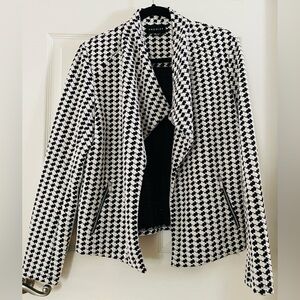 Premise Black and White Houndstooth Patterned Blazer Large